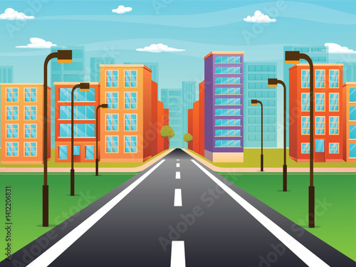 Bending roads vector set