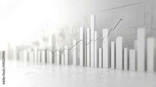 Graphic showing upward trending business performance and growth, financial data
