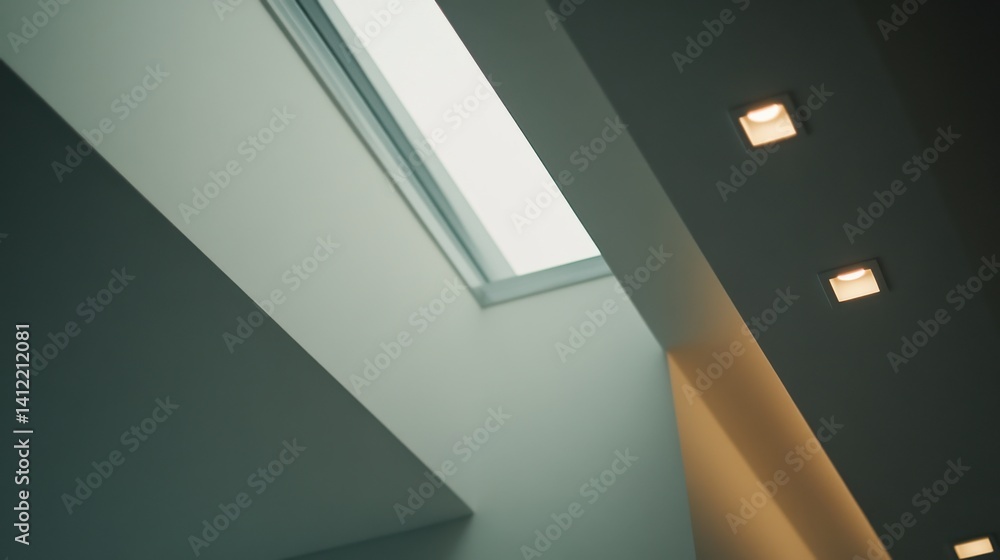 Obraz premium Electrician installing recessed lighting in a modern home ceiling. Featuring precision and style