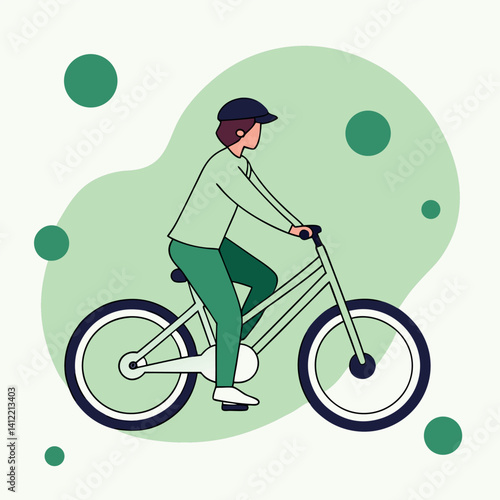 Man Riding White Bicycle: Eco-Friendly and Healthy Urban Transportation.