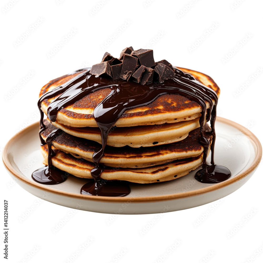 Pancakes with chocolate on transparent background. Pancakes with chocolate on transparent background.