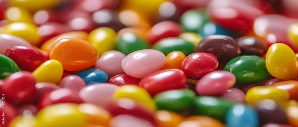 A close-up of colorful jelly beans in a pile. A close-up of colorful jelly beans in a pile.