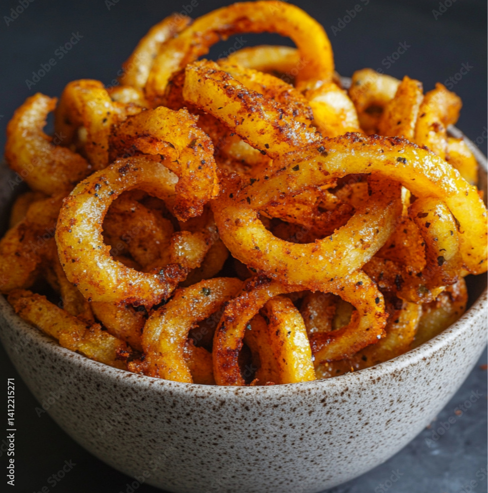 curly fries with orange spices for add