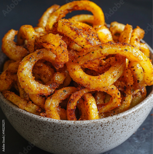 Obraz na płótnie curly fries with orange spices for add w salonie