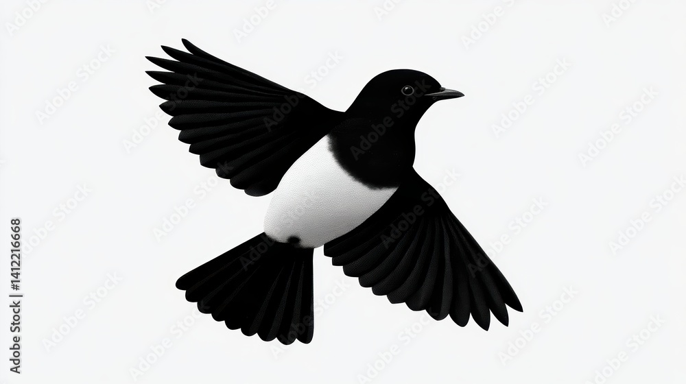 Obraz premium Majestic black and white bird in graceful flight across the expansive sky