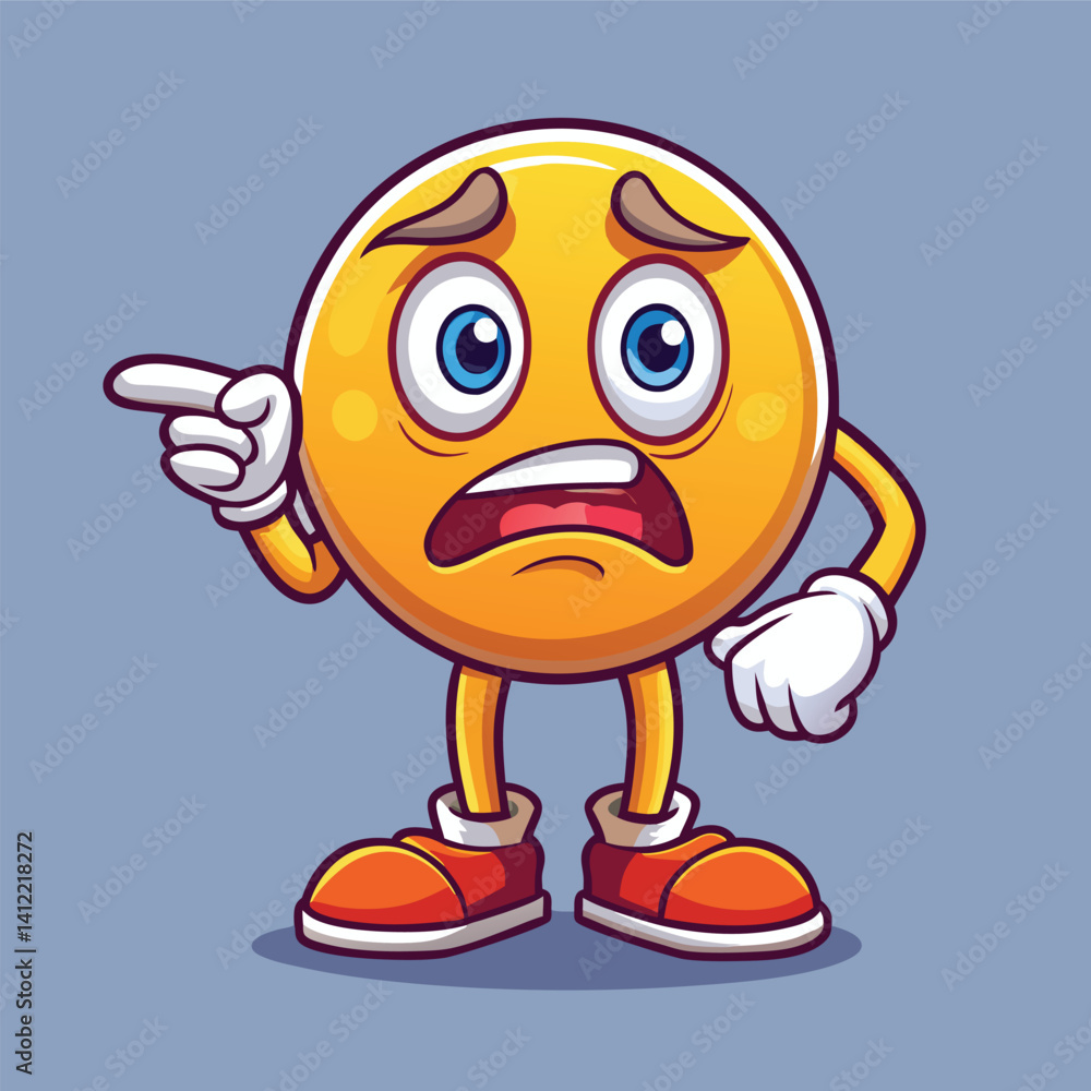 Confused, pointing emoji character Confused, pointing emoji character