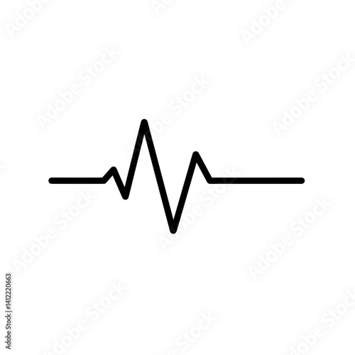 Black heart rate monitor line icon