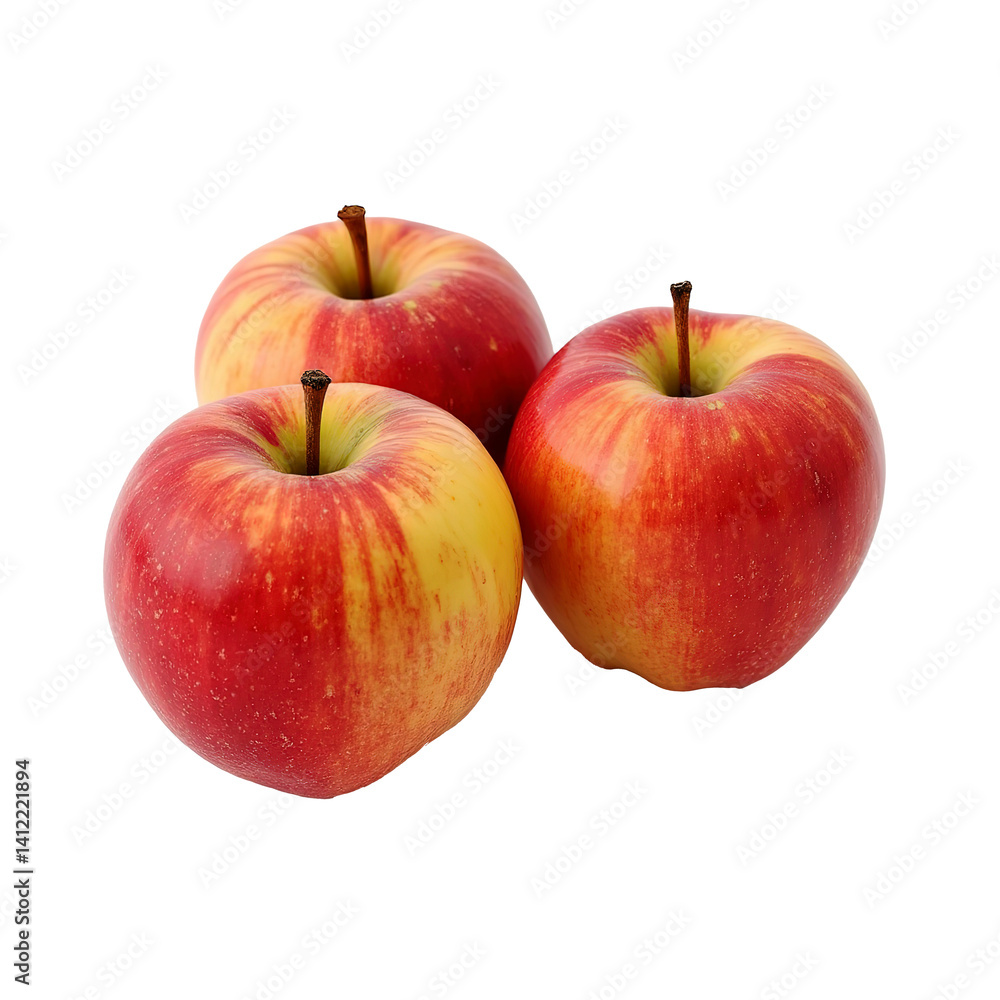 Set of fresh, red ripe apples, displaying vibrant color and smooth texture, isolated on a transparent background, ideal for food or healthy lifestyle-themed designs Set of fresh, red ripe apples, displaying vibrant color and smooth texture, isolated on a transparent background, ideal for food or healthy lifestyle-themed designs