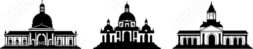 3 Pieces of Baroque style Monasteries designs, Baroque style Monasteries vector image