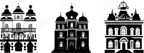 3 Pieces of Baroque style Palaces designs, Baroque style Palaces vector image