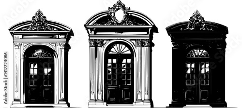 3 Pieces of Baroque style Orangeries designs, Baroque style Orangeries vector image