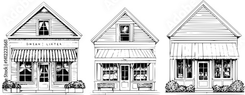 3 Pieces of Craftsman style General stores designs, Craftsman style General stores vector image