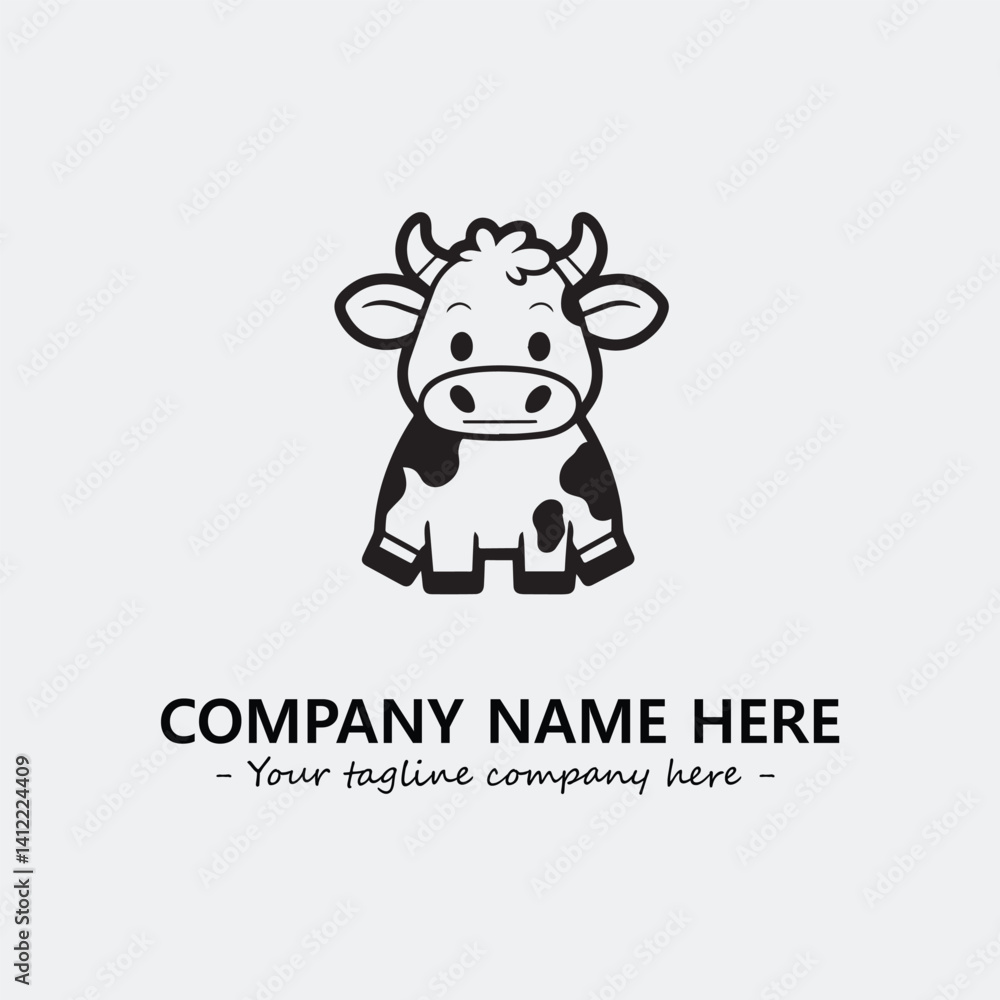 Cow illustration black and white for logo company vector image
