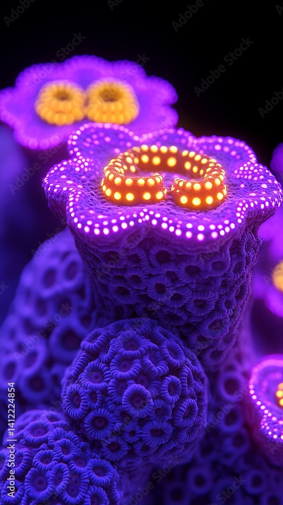Obraz premium Coral Under UV Light, Close-up