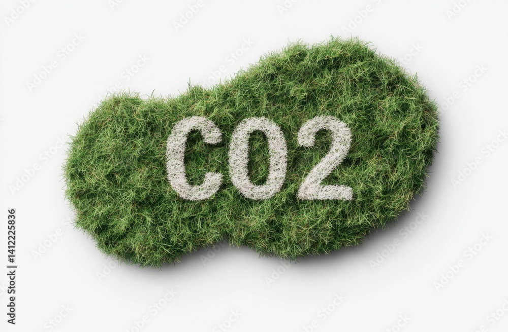 An eco-friendly grassy footprint with the word