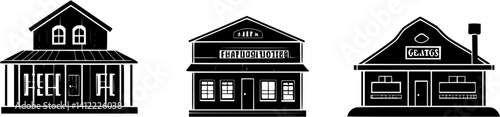 3 Pieces of Farmhouse style General stores designs, Farmhouse style General stores vector illustration
