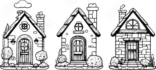 3 Pieces of Craftsman style Taverns designs, Craftsman style Taverns vector illustration