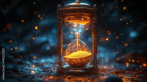 Obraz na płótnie An hourglass with the Earth inside, with sand representing time w salonie