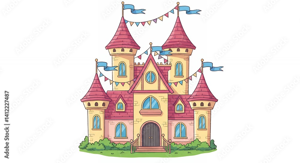 Colorful fairytale castle illustration Colorful fairytale castle illustration