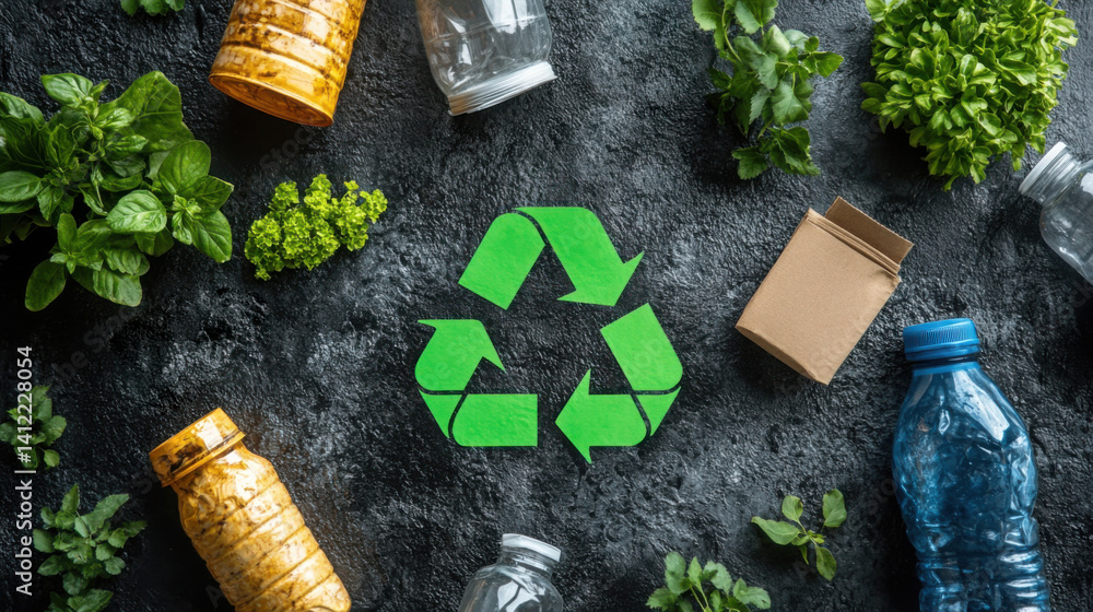 an infographic style illustrated image of Recycling Bin with Clear Labels: A recycling bin with simple, easy-to-read labels on various types of packaging, symbolizing the demand for clearer recycling