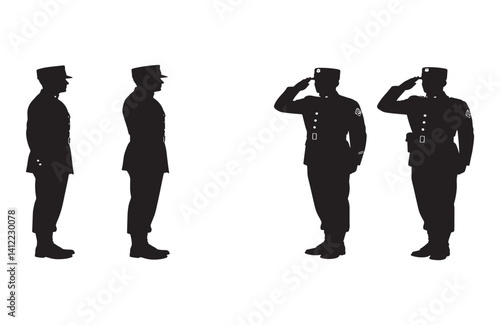 Military officers lined up for ceremonial salute routine