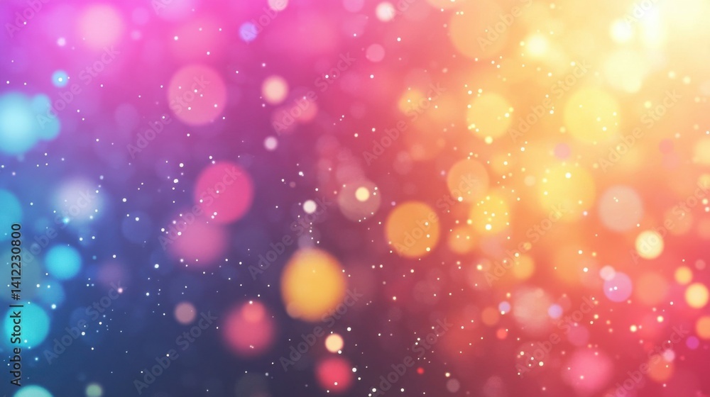 Blur colorful warm rainbow light leaks on black background with dust texture