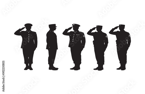 Uniformed warriors lined up for synchronized salute