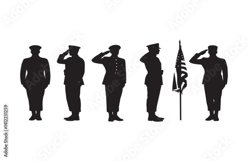 Proud army personnel lined up in military salute display