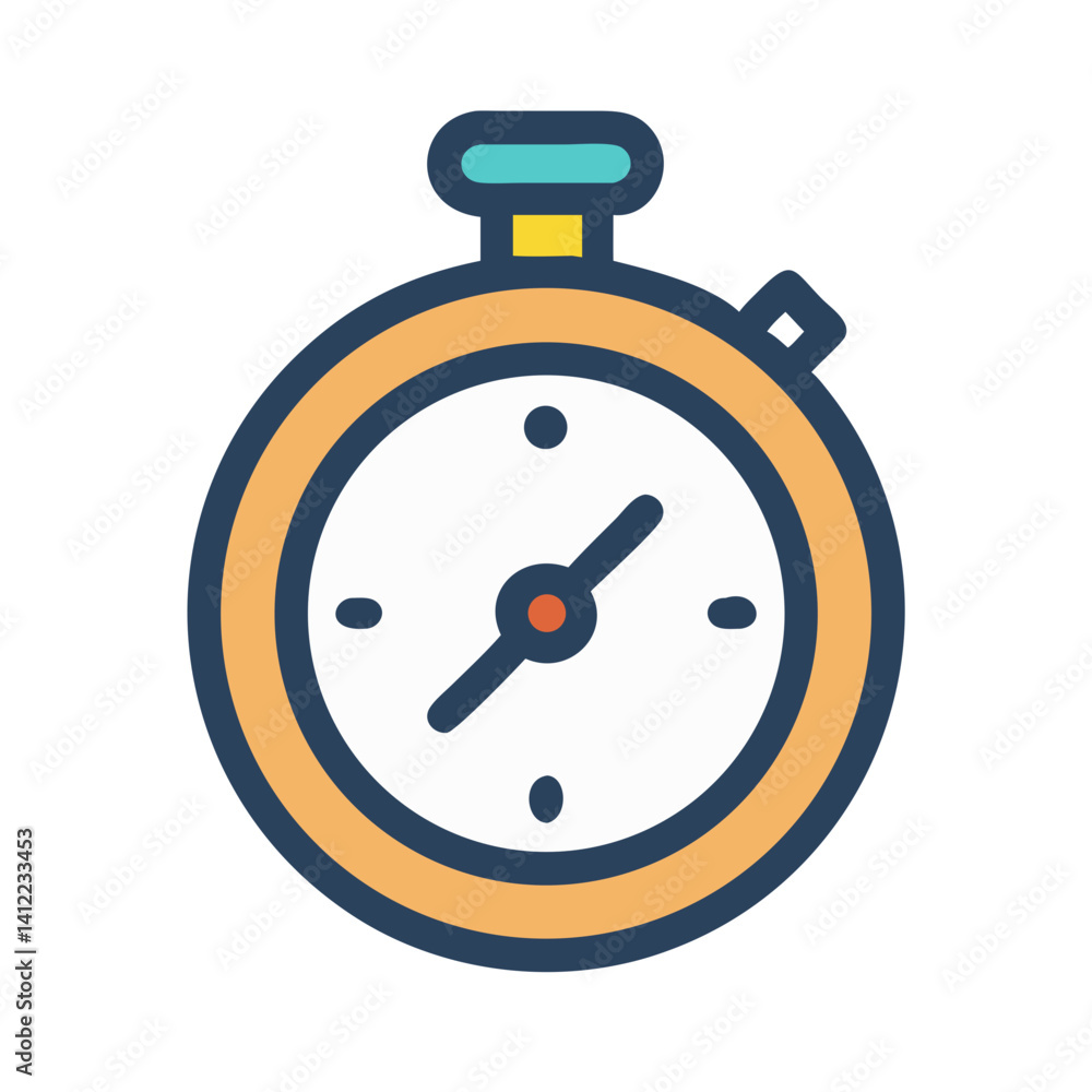 Stopwatch with Time Indicator Tab Icon Design