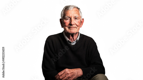 a portrait of an old man sitting on a transparent background, PNG image, PNG file, Generative art.