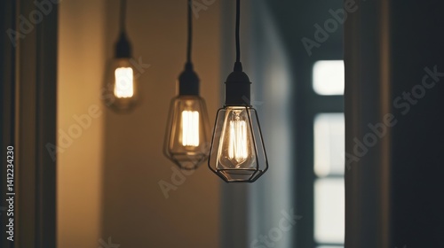 Electrician wiring a new light fixture in a hallway. Featuring light fixture installation and electrical work