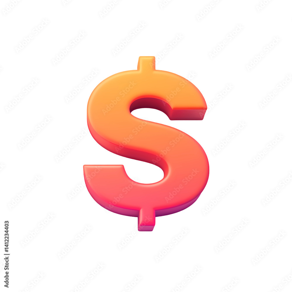 3D dollar sign icon symbolizing profit isolated on transparent background 3D dollar sign icon symbolizing profit isolated on transparent background