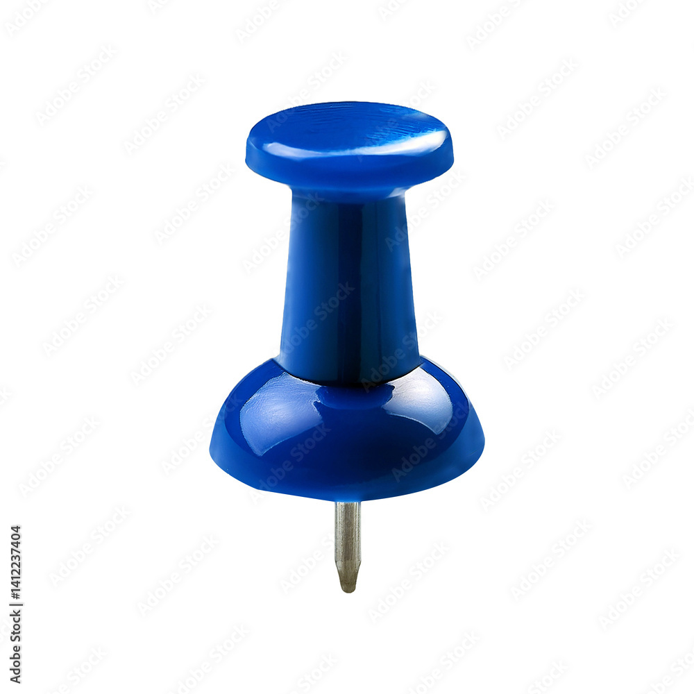 single pushpin in bright blue placed at the center single pushpin in bright blue placed at the center