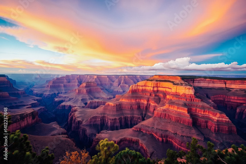 Obraz na płótnie Grand Canyon Sunset Panorama Majestic View w salonie