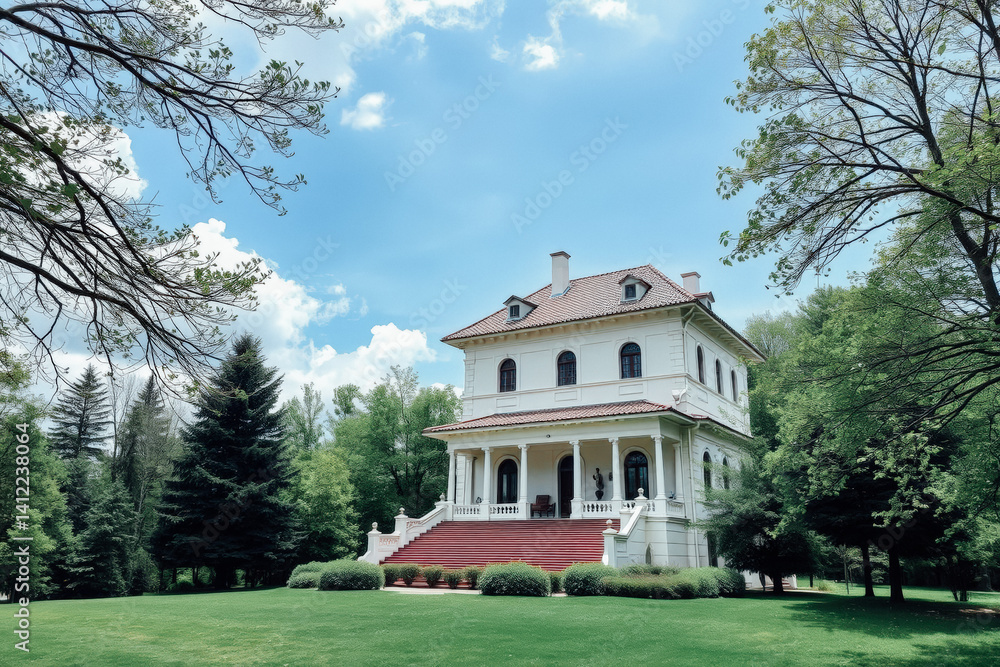 Elegant Mansion on a Sunny Day