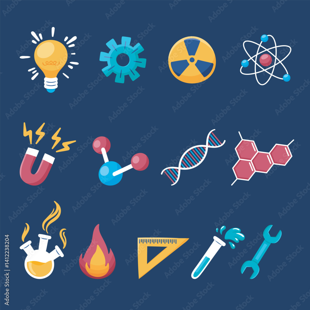Obraz premium Science Icon Set in isolated background