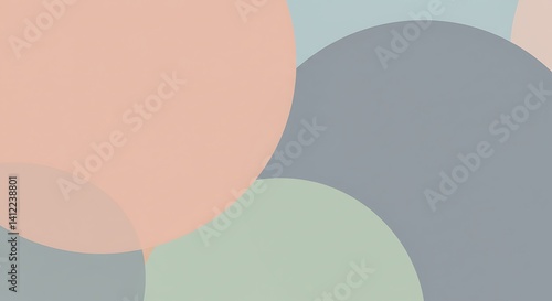 Wallpaper Mural Abstract Composition: Intersecting Circles in Muted Peach, Grey, Mint, and Blue, Overlapping in a Serene Arrangement, Modern Minimalist Style Torontodigital.ca