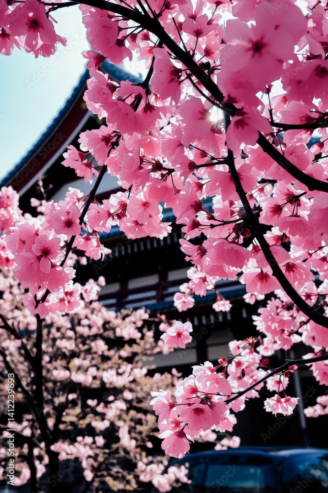 Beautiful Cherry Blossoms in Springtime Japan