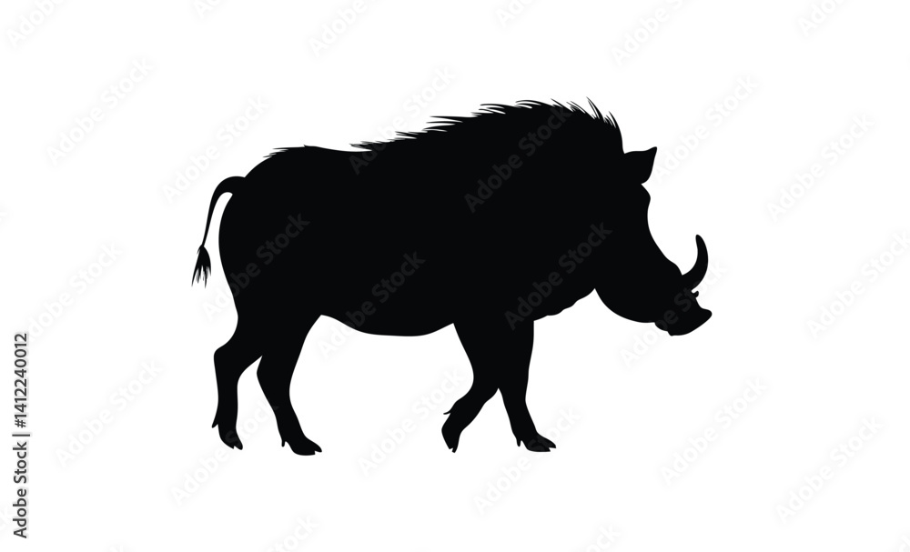 Fototapeta premium Warthog silhouette, Wild pig vector, African animal icon, Warthog graphic illustration