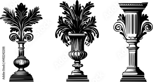 3 Pieces of Baroque style Museums designs, Baroque style Museums illustration art