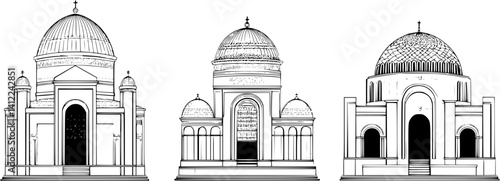3 Pieces of Contemporary style Synagogues designs, Contemporary style Synagogues illustration art