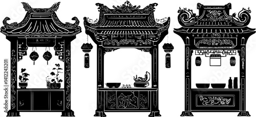 3 Pieces of Craftsman style Taverns designs, Craftsman style Taverns illustration art