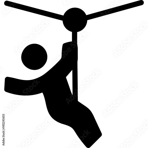 Zip Lining Glyph Icon