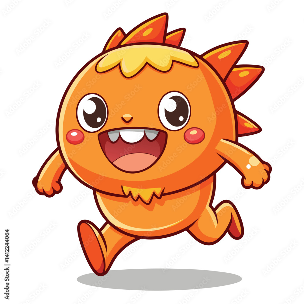 Happy orange creature running Happy orange creature running