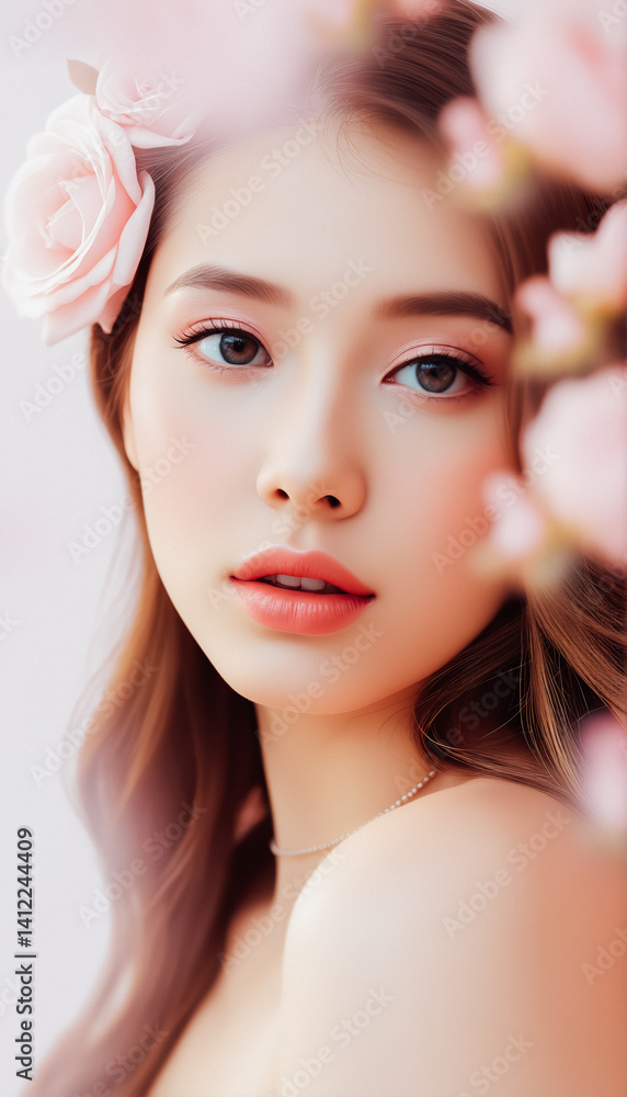 Beautiful Woman with Delicate Floral Headpiece