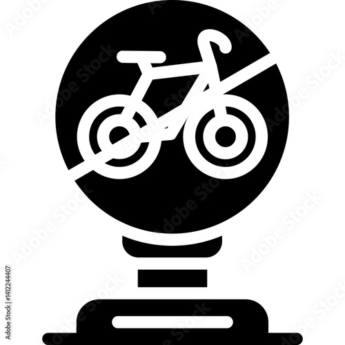 No Bicycles Sign Glyph Icon