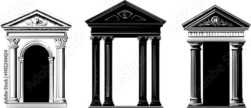 3 Pieces of Victorian style Banks designs, Victorian style Banks illustration art
