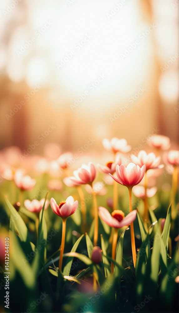 Beautiful Pink Flowers in Sunlight