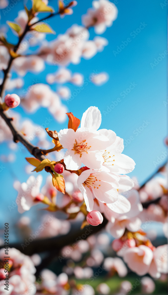 Close Up of Delicate Cherry Blossoms in Springtime
