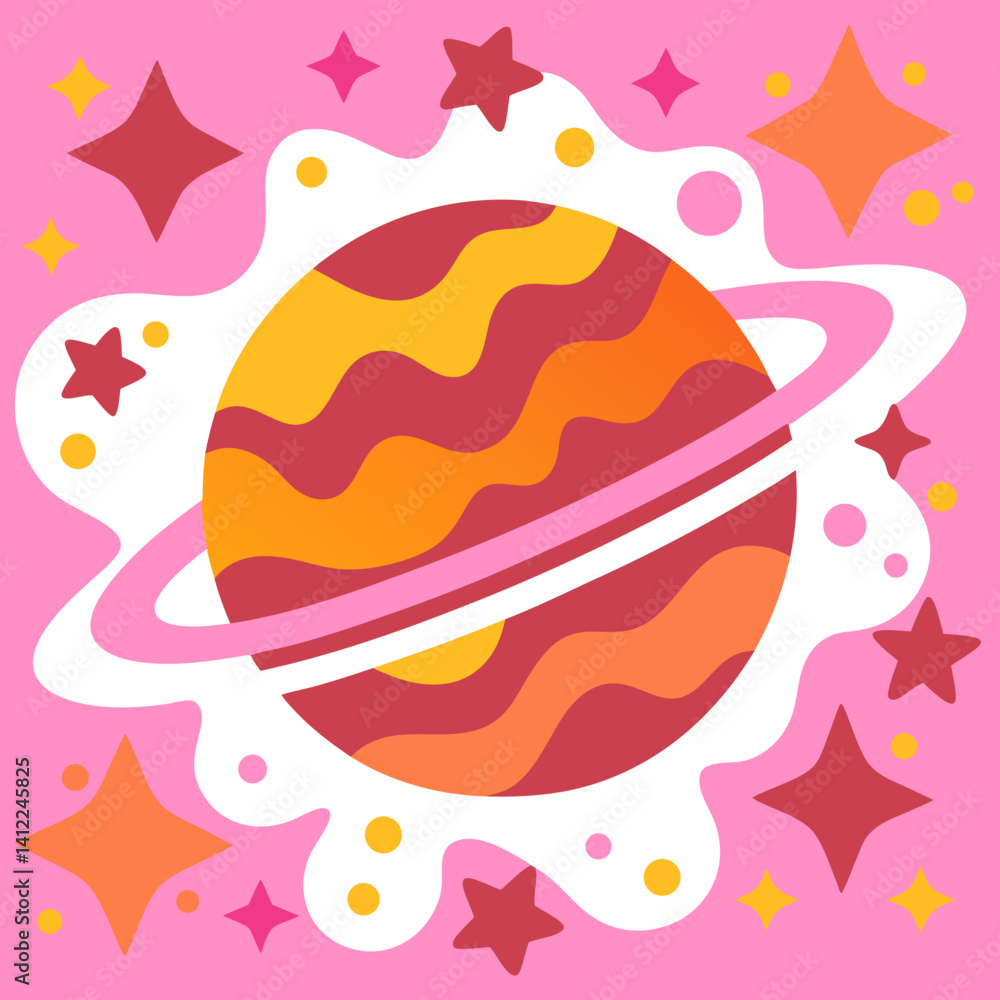 A whimsical planet swirls with vibrant orange and red hues, floating amidst playful pink stars and a soft white nebula, creating a joyful cosmic scene. A whimsical planet swirls with vibrant orange and red hues, floating amidst playful pink stars and a soft white nebula, creating a joyful cosmic scene.